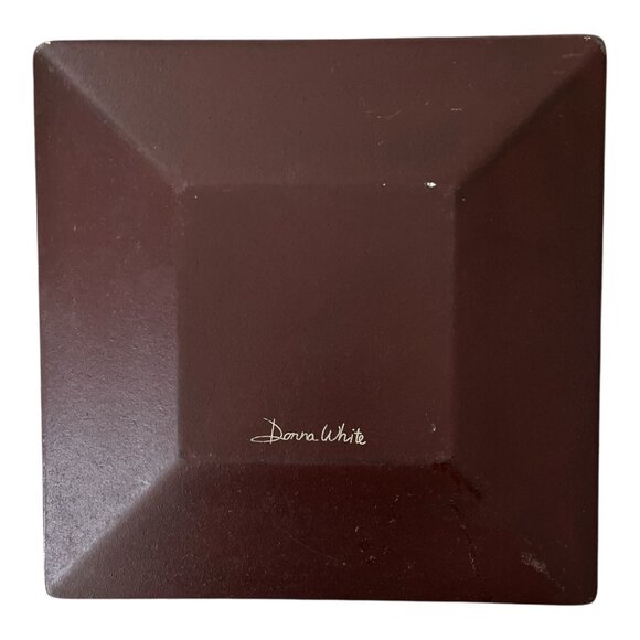 Primitive Hand-Painted Decorative Plate by Donna White – 10" Square – Church & H - Picture 2 of 2